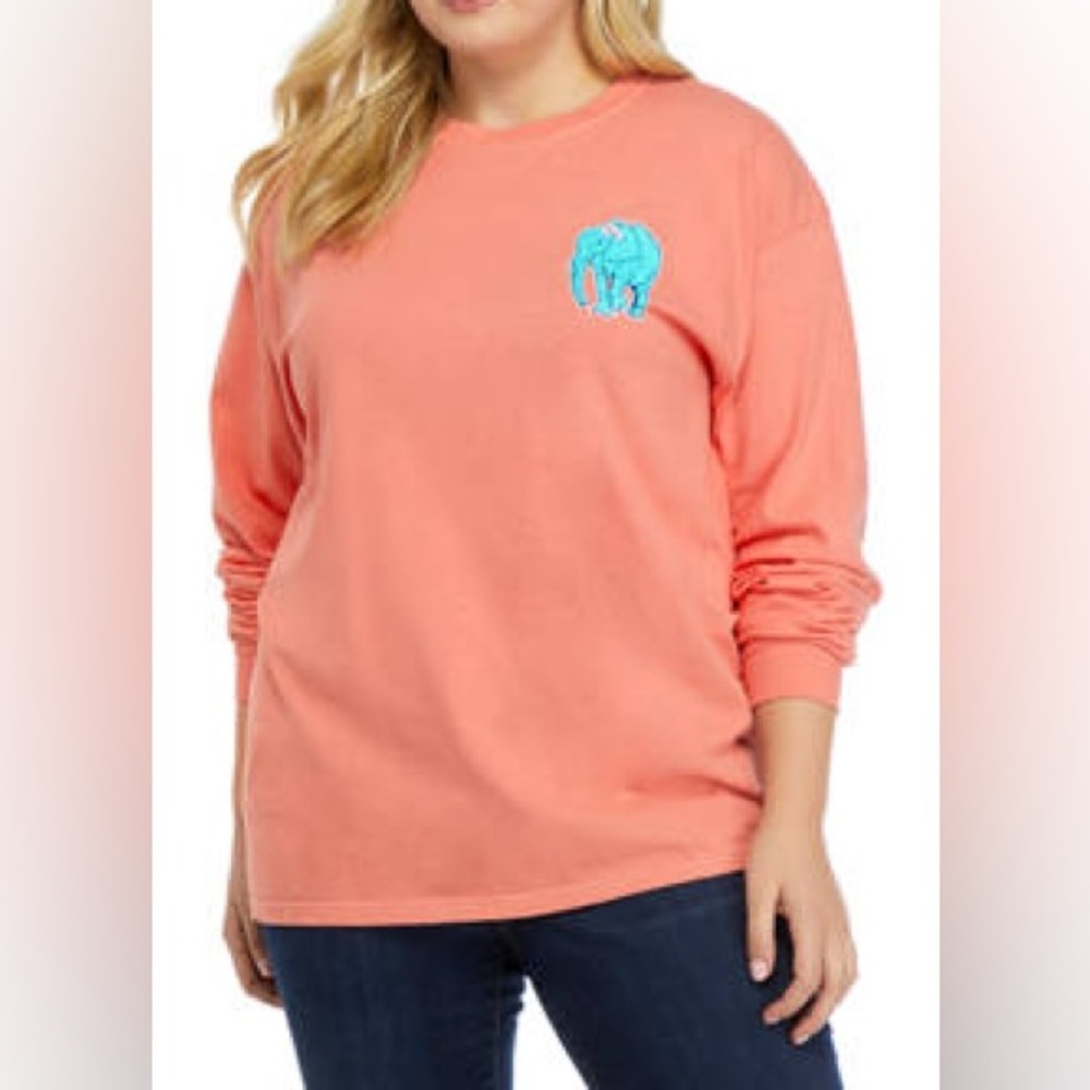 Benny & Belle Plus Size Long Sleeve Blessed Elephant Graphic T-Shirt